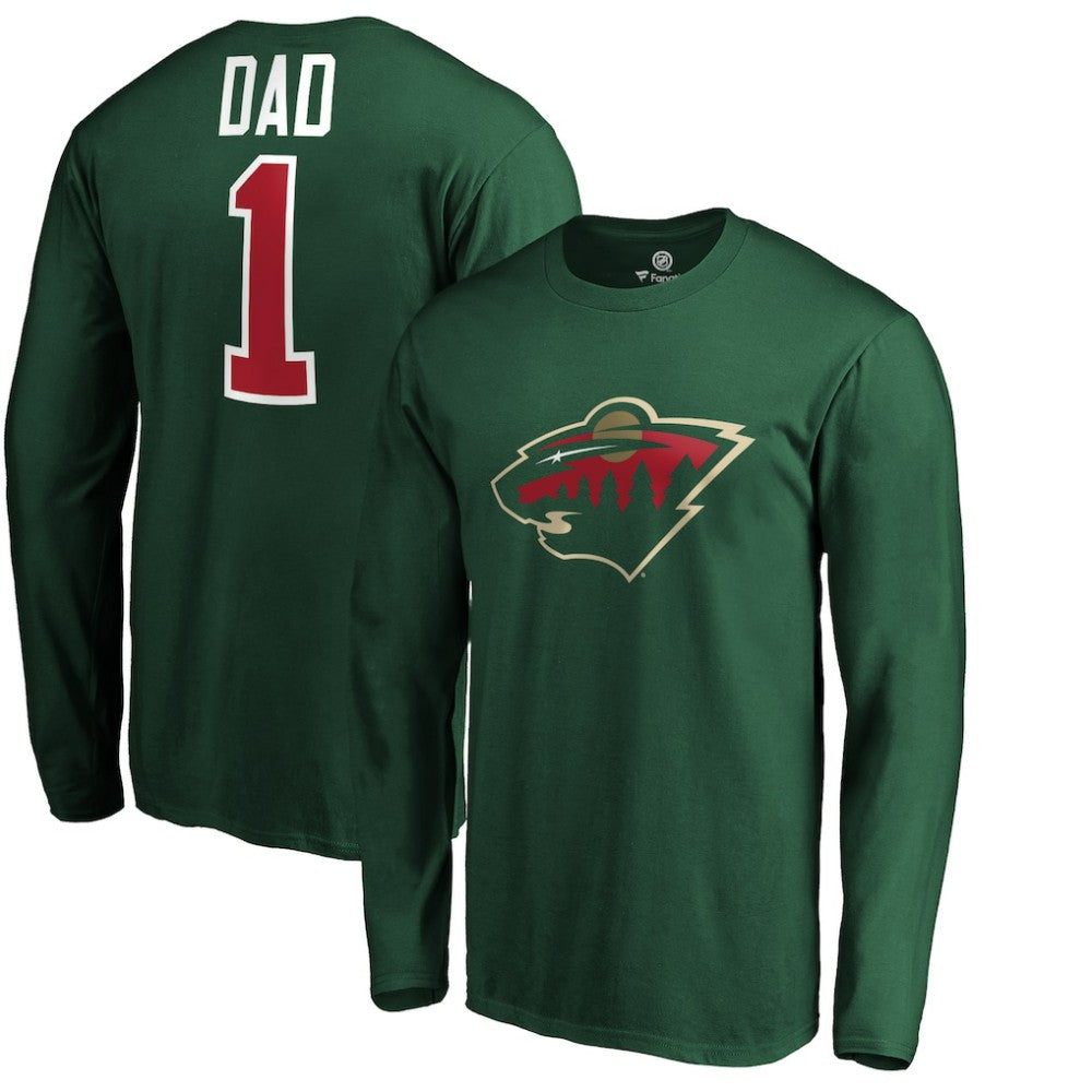 NHL Minnesota Wild #1 Dad Long Sleeve T-Shirt - Green