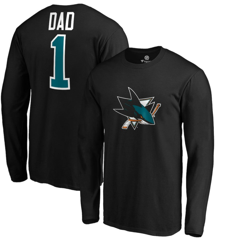 NHL San Jose Sharks #1 Dad Long Sleeve T-Shirt - Black