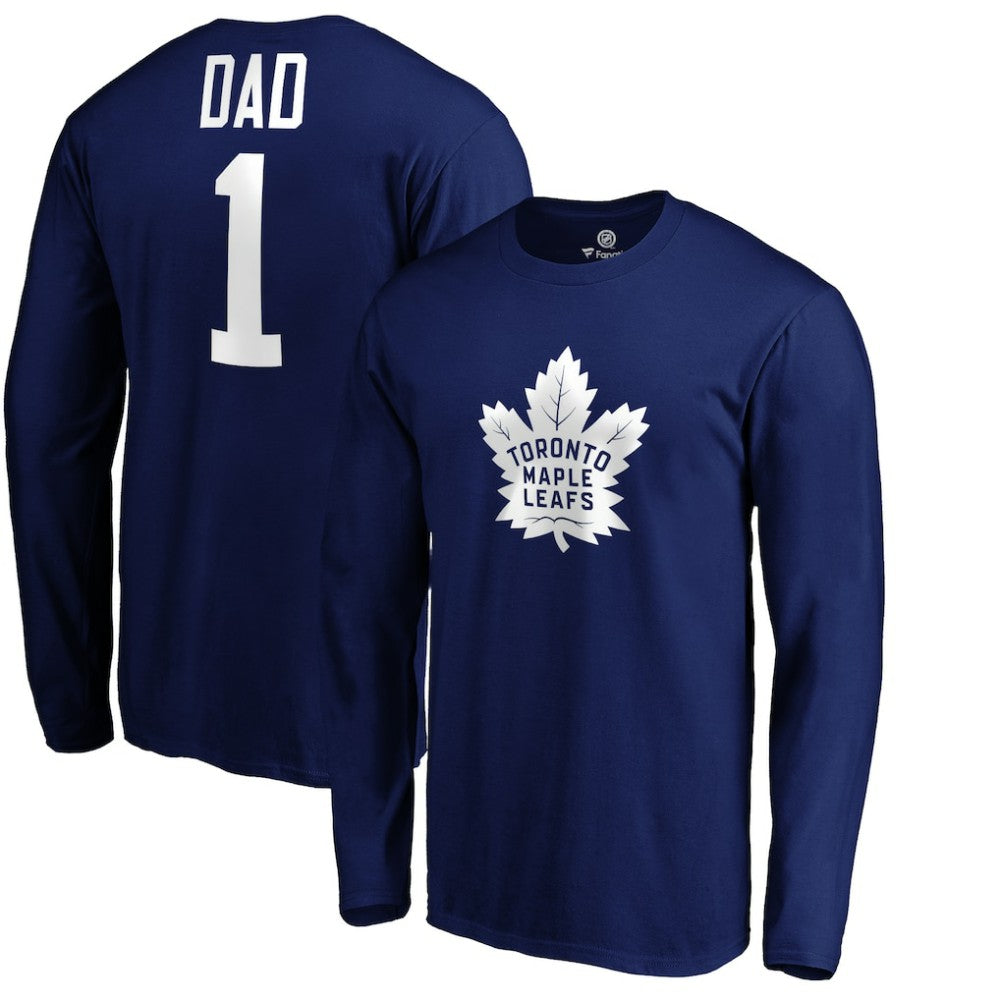 NHL Toronto Maple Leafs #1 Dad Long Sleeve T-Shirt - Blue