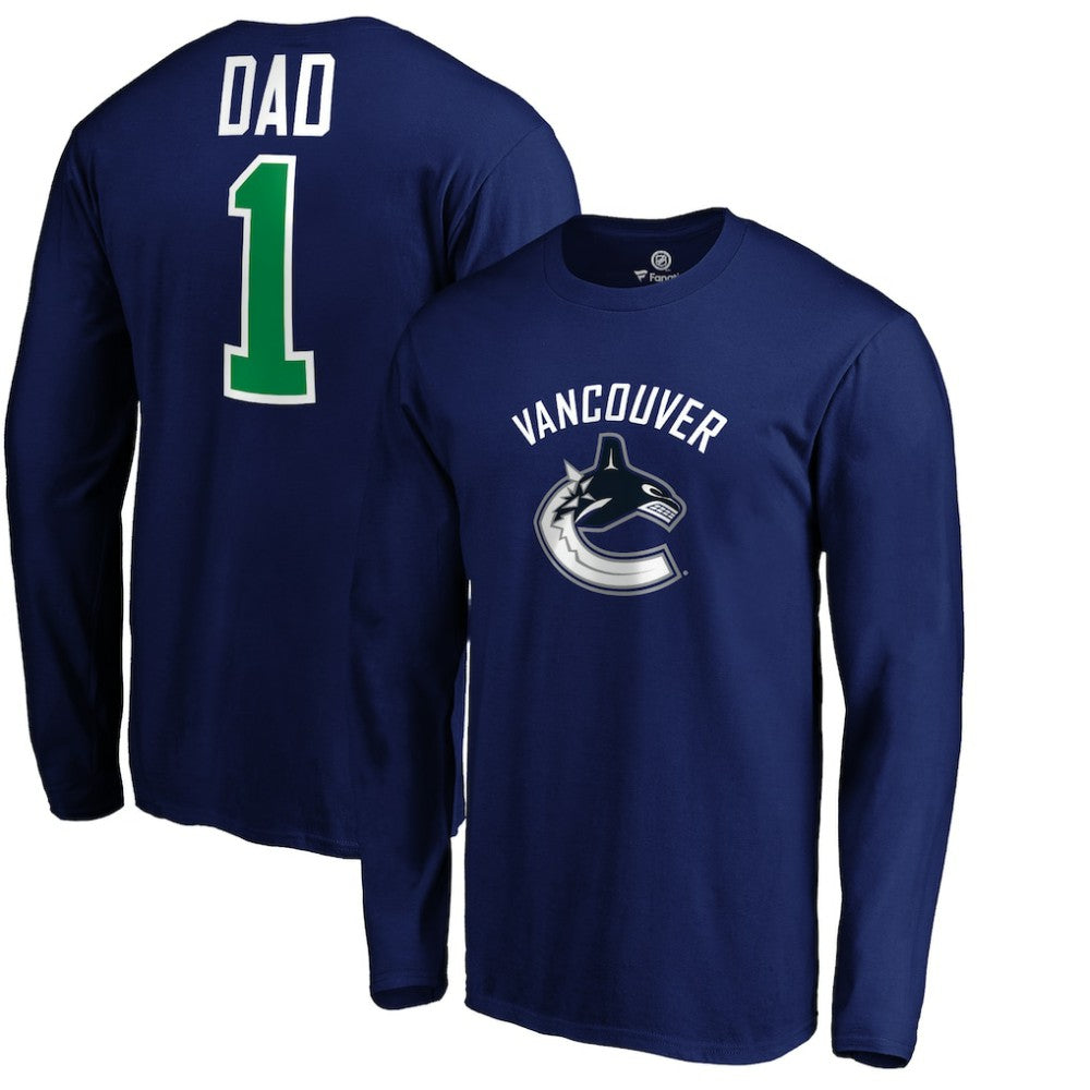 NHL Vancouver Canucks #1 Dad Long Sleeve T-Shirt - Blue