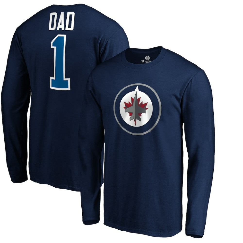 NHL Winnipeg Jets #1 Dad Long Sleeve T-Shirt - Navy