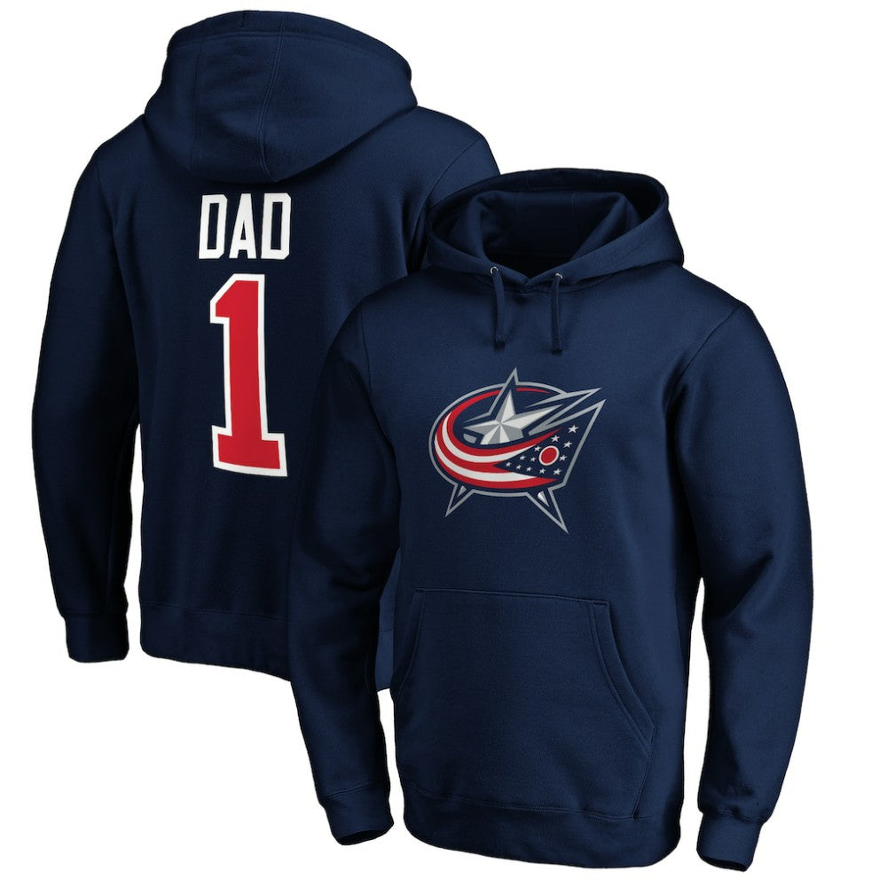 NHL Columbus Blue Jackets #1 Dad Pullover Hoodie - Navy