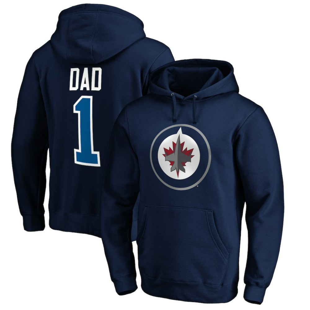 NHL Winnipeg Jets #1 Dad Pullover Hoodie - Navy