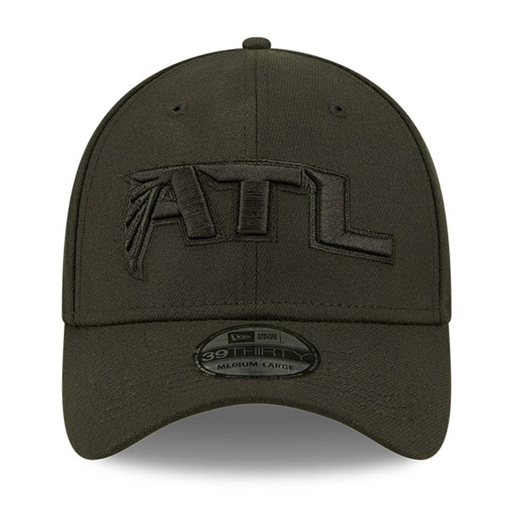Atlanta Falcons New Era Black On Black Alternate Logo 39THIRTY Flex Hat