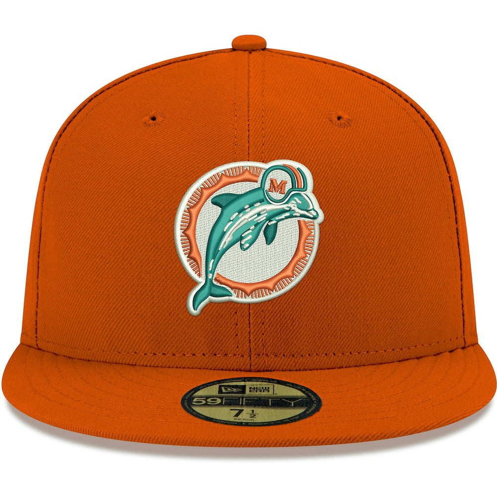 Miami Dolphins New Era Omaha Throwback 59FIFTY Fitted Hat Orange