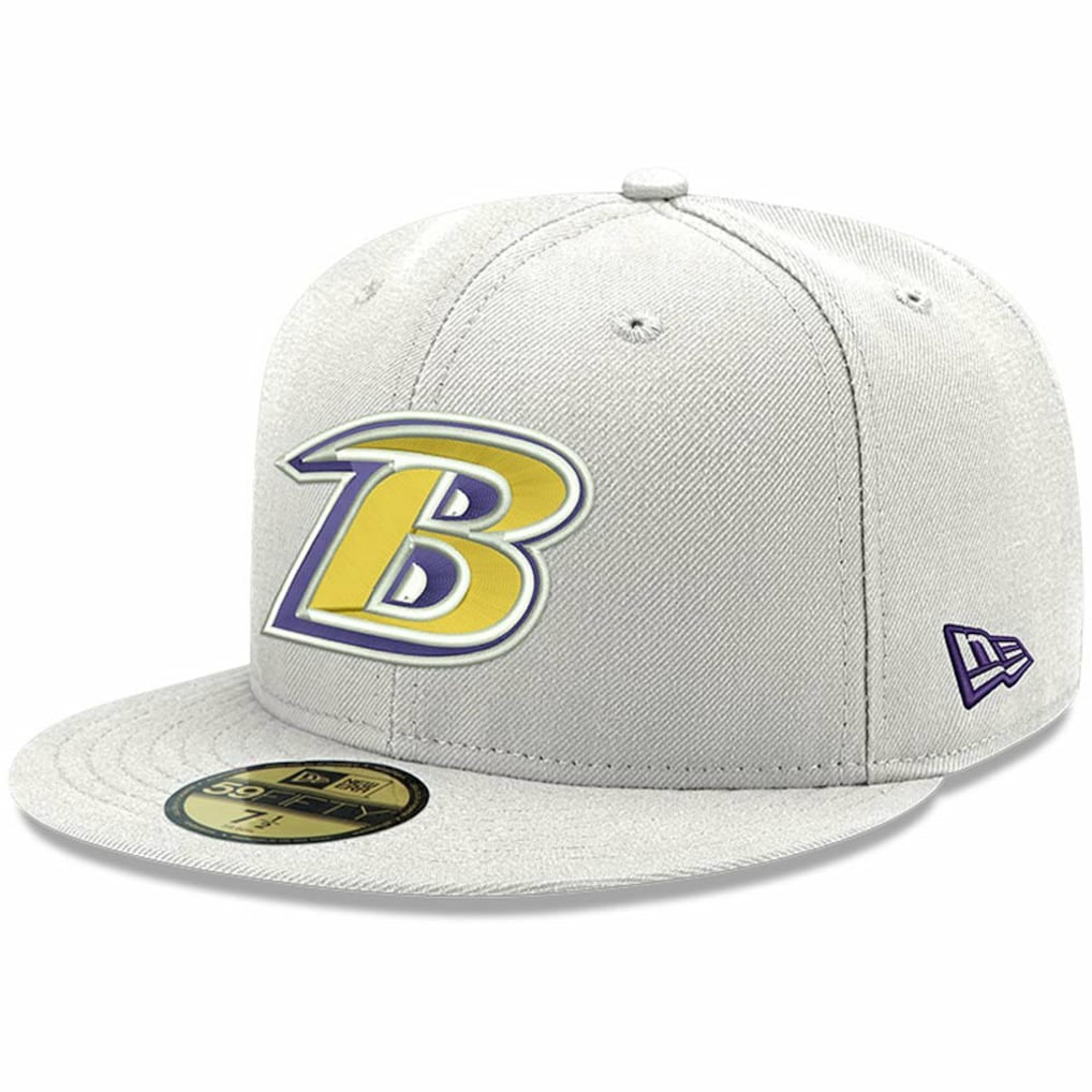 Baltimore Ravens New Era Omaha Lettermark 59FIFTY Fitted Hat White