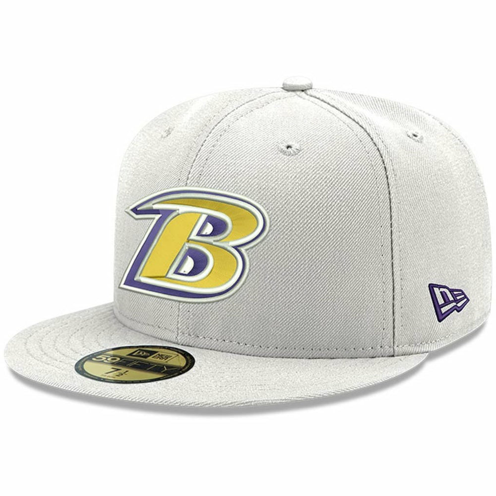 Baltimore Ravens New Era Omaha Lettermark 59FIFTY Fitted Hat White