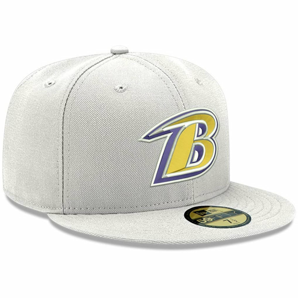 Baltimore Ravens New Era Omaha Lettermark 59FIFTY Fitted Hat White