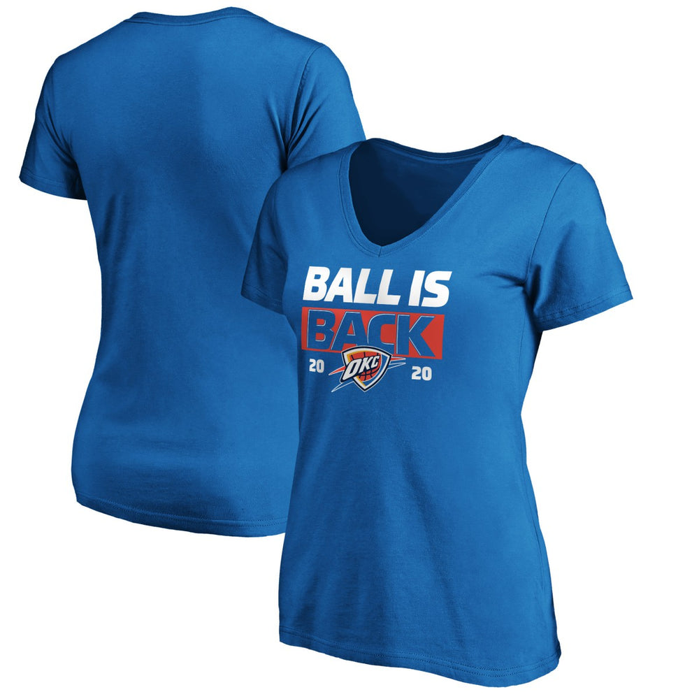Oklahoma City Thunder Women's Ball Is Back V-Neck T-Shirt Blue
