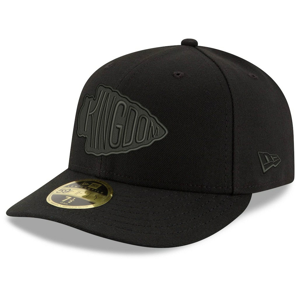 Kansas City Chiefs New Era Alternate Logo Black on Black Low Profile 59FIFTY II Fitted Hat Black