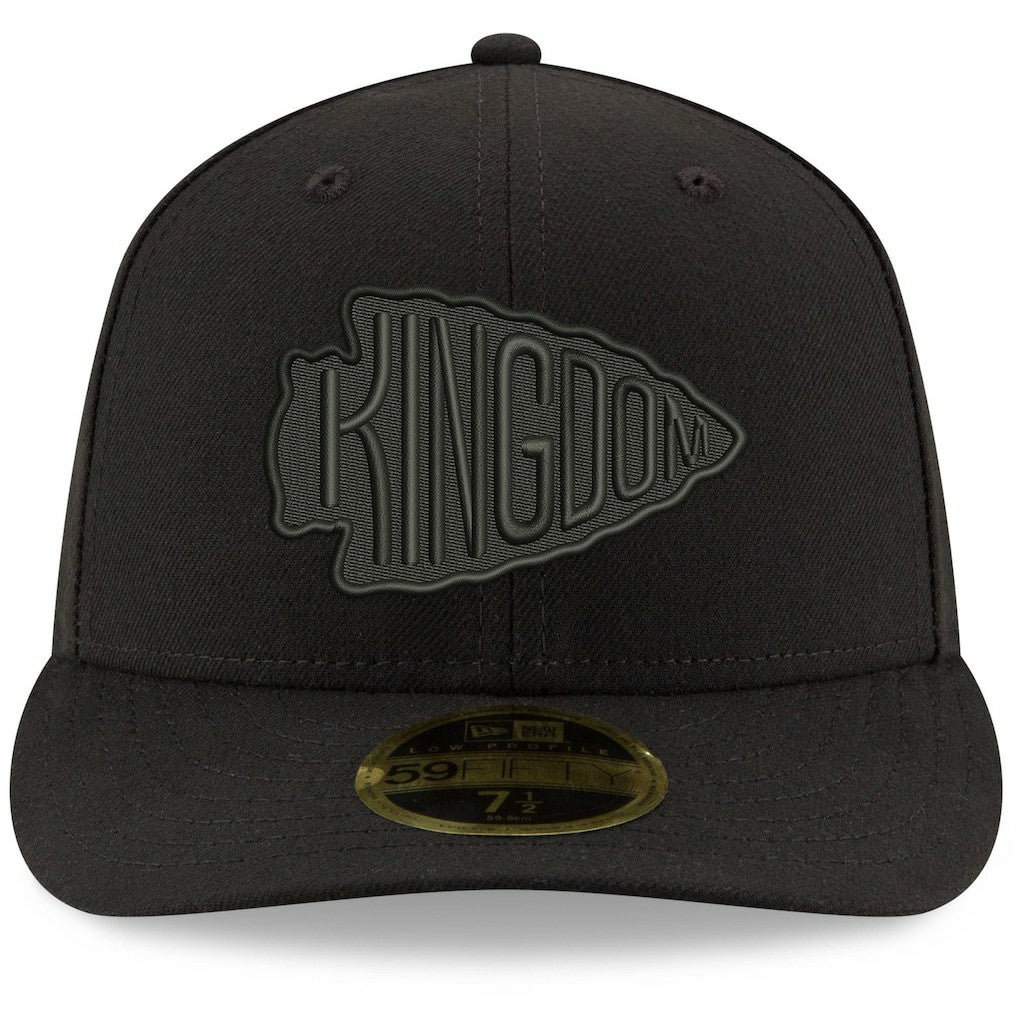 Kansas City Chiefs New Era Alternate Logo Black on Black Low Profile 59FIFTY II Fitted Hat Black