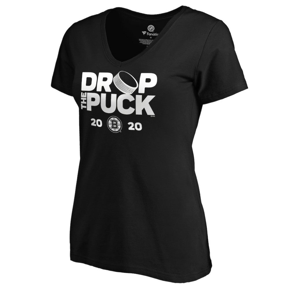 NHL Boston Bruins Women's Drop the Puck V-Neck T-Shirt - Black