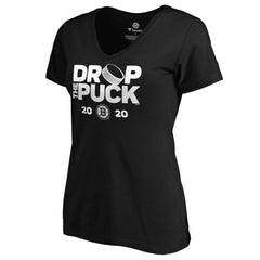 NHL Boston Bruins Women's Drop the Puck V-Neck T-Shirt - Black
