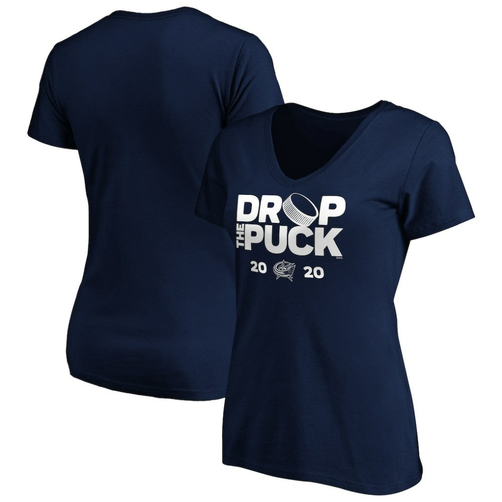 NHL Columbus Blue Jackets Women's Drop the Puck V-Neck T-Shirt - Navy