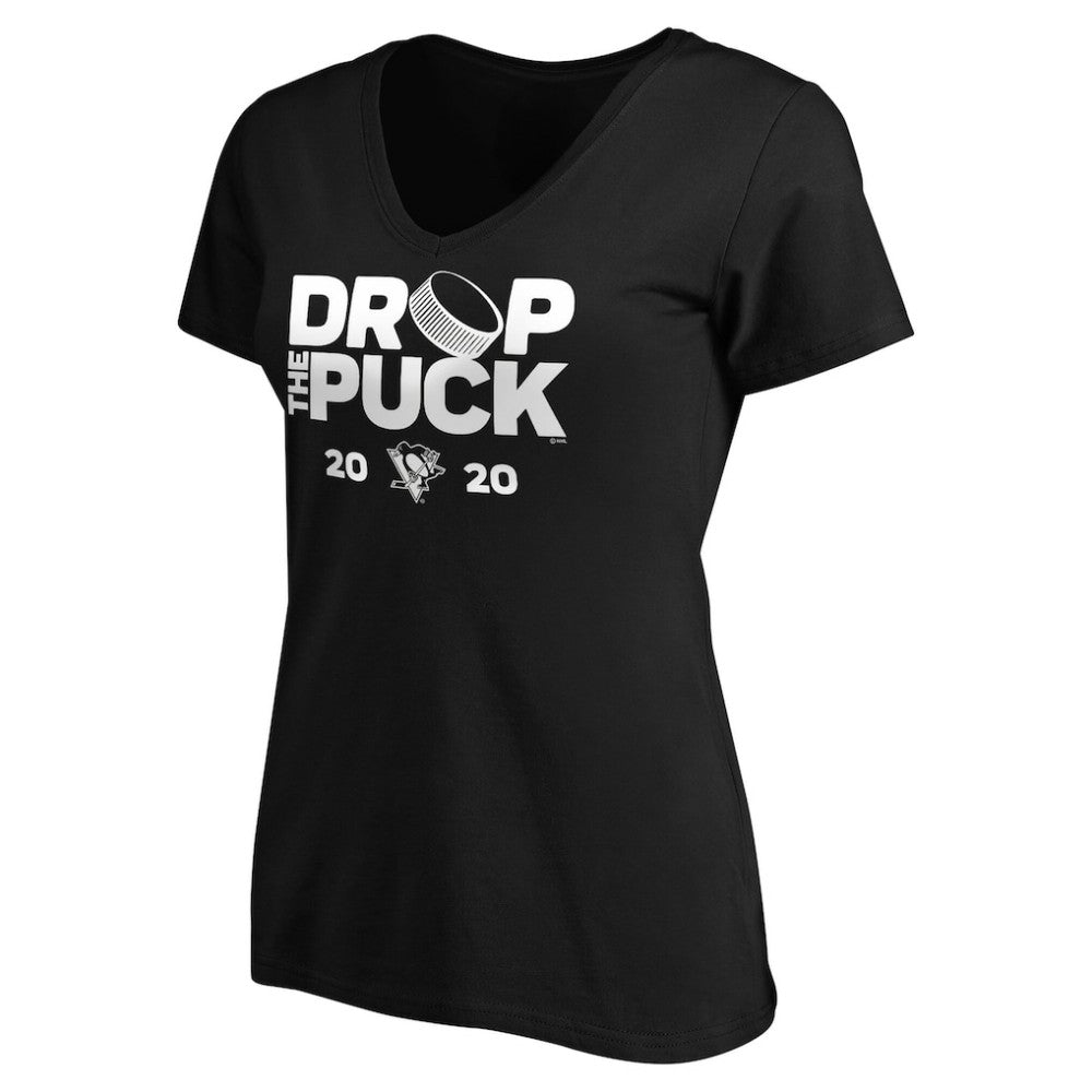 NHL Pittsburgh Penguins Women's Drop the Puck V-Neck T-Shirt - Black