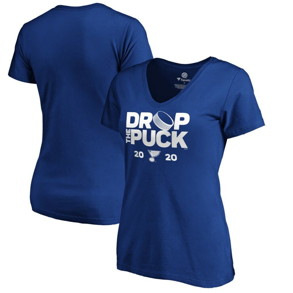 NHL St. Louis Blues Women's Drop the Puck V-Neck T-Shirt - Royal