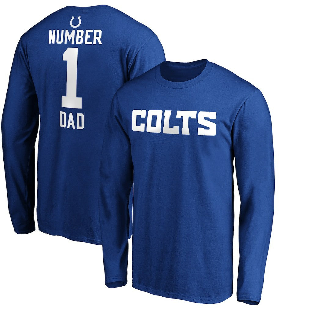 Indianapolis Colts #1 Dad Long Sleeve Team Logo T-Shirt Royal