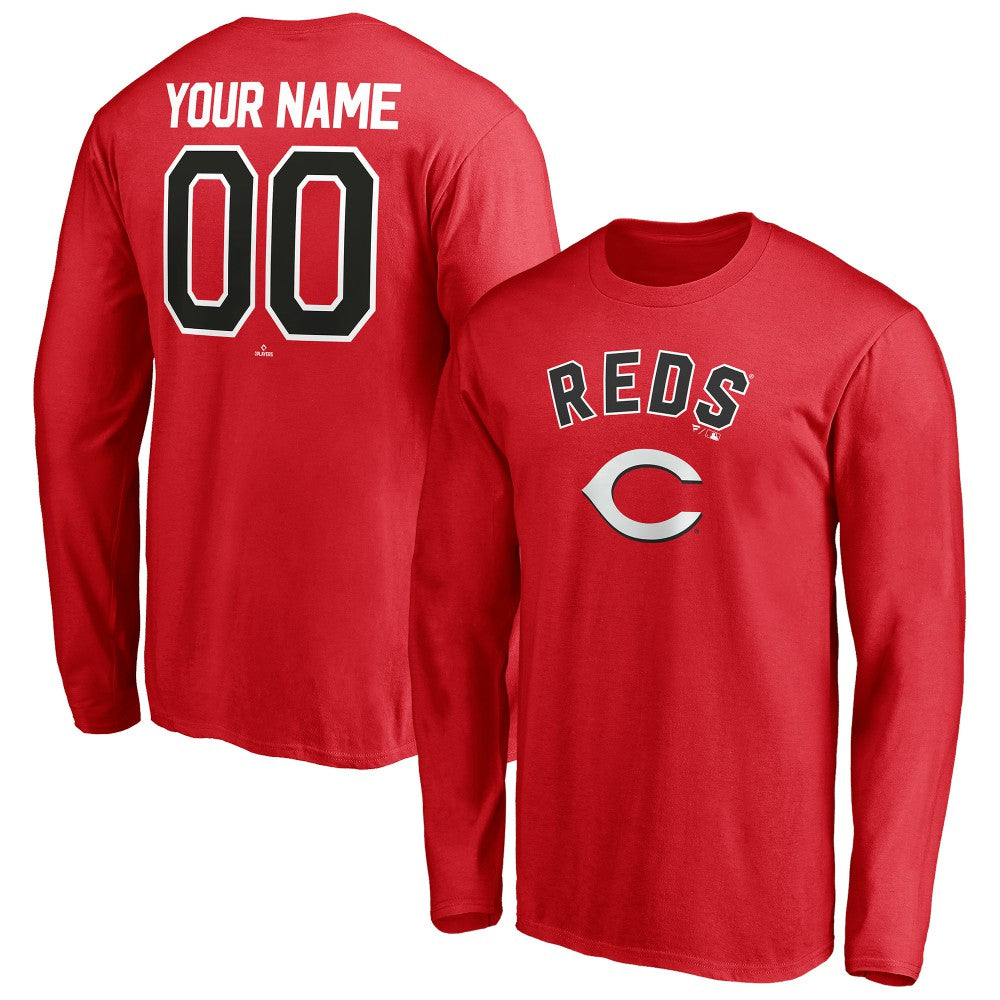 Cincinnati Reds Personalized Winning Streak Name & Number Long Sleeve T-Shirt - Red T-shirts