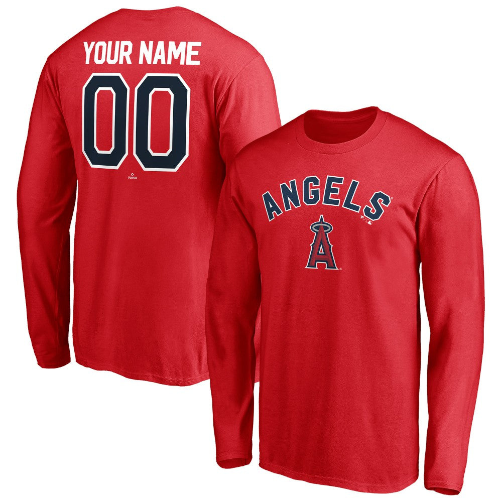 Los Angeles Angels Personalized Winning Streak Name & Number Long Sleeve T-Shirt - Red T-shirts