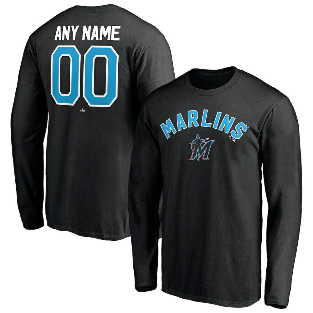 Miami Marlins Personalized Winning Streak Name & Number Long Sleeve T-Shirt - Black T-shirts