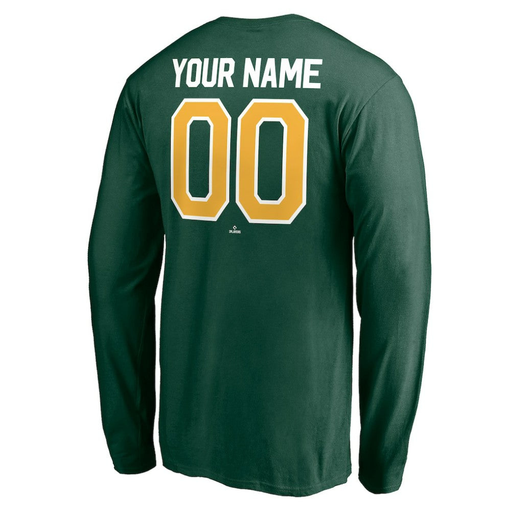 Athletics Personalized Winning Streak Name & Number Long Sleeve T-Shirt - Green T-shirts