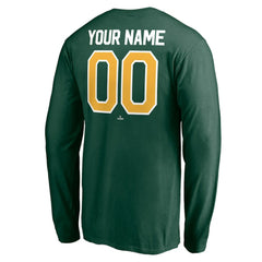 Athletics Personalized Winning Streak Name & Number Long Sleeve T-Shirt - Green T-shirts
