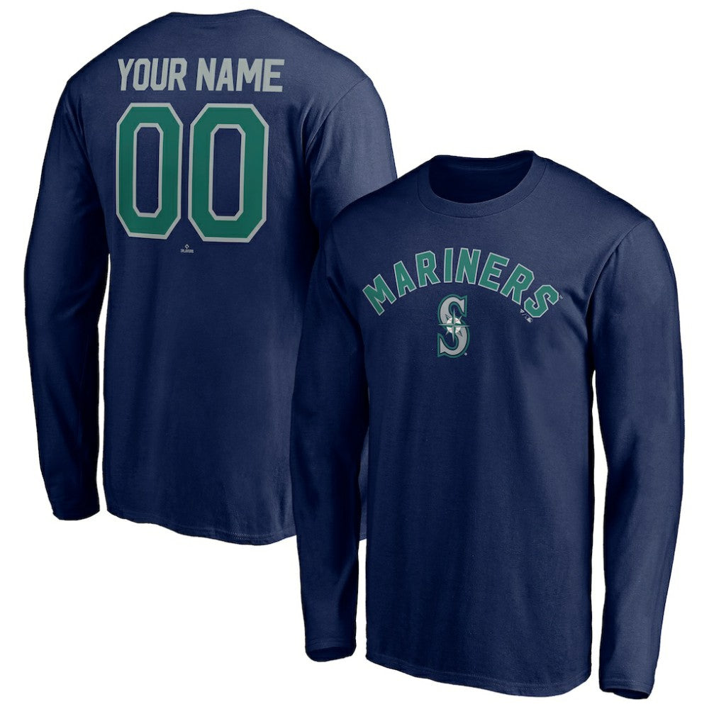 Seattle Mariners Personalized Winning Streak Name & Number Long Sleeve T-Shirt - Navy T-shirts