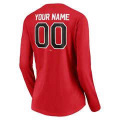 Cincinnati Reds Women's Personalized Winning Streak Name & Number Long Sleeve V-Neck T-Shirt - Red T-shirts