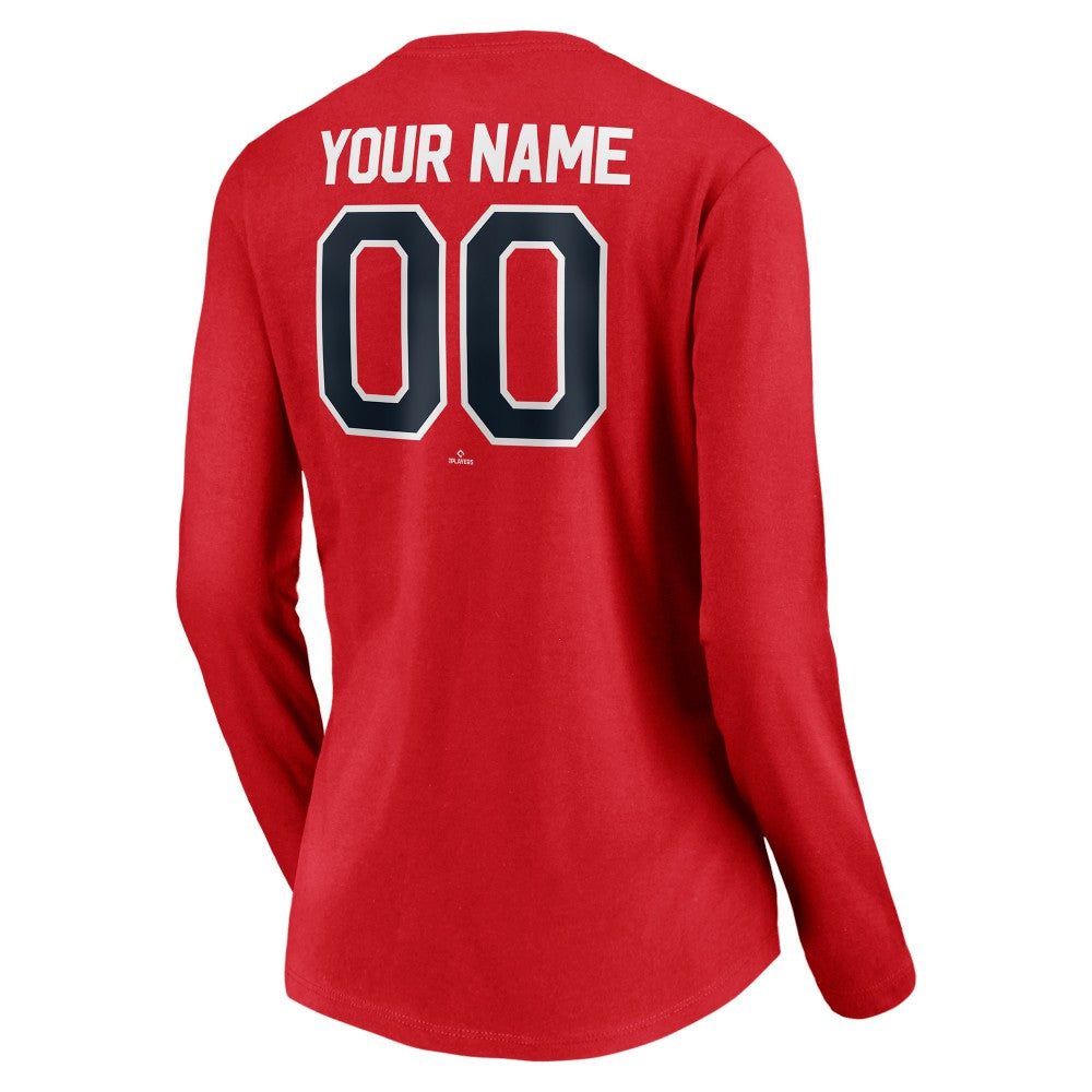 Los Angeles Angels Women's Personalized Winning Streak Name & Number Long Sleeve V-Neck T-Shirt - Red T-shirts