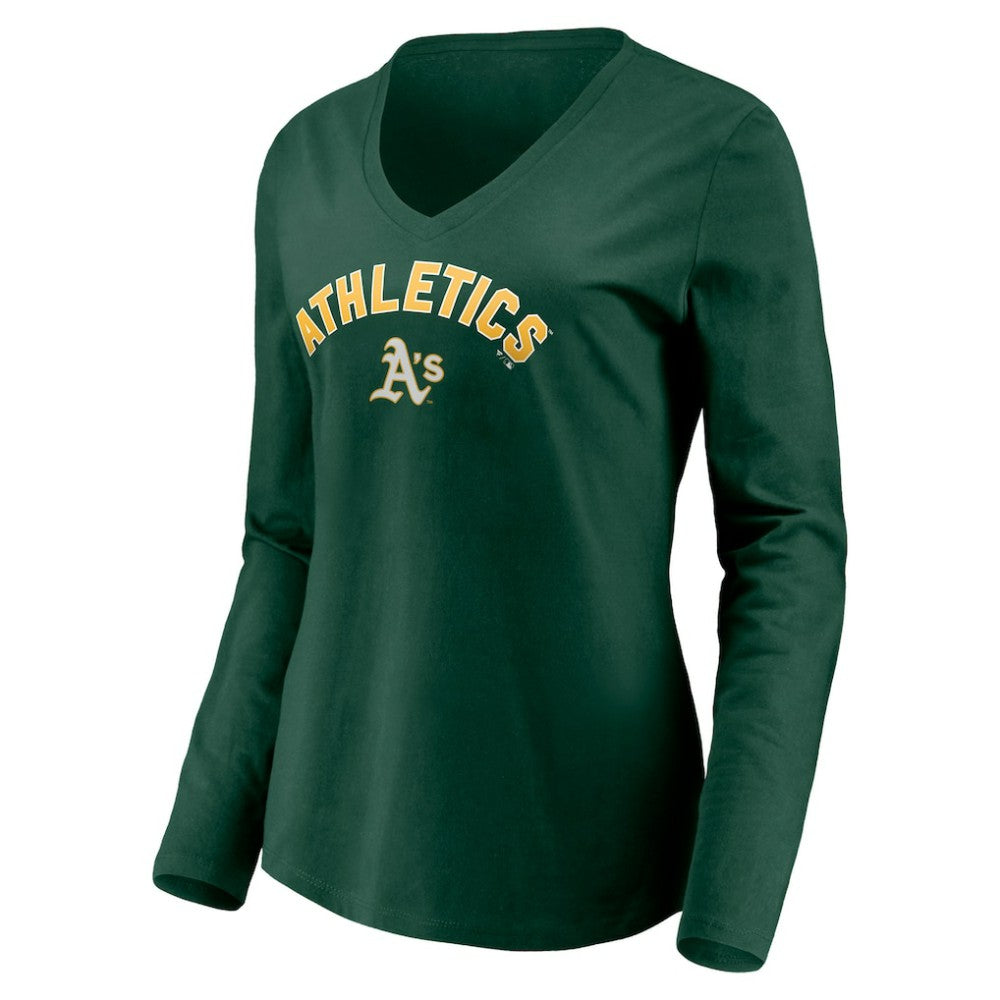 Athletics Women's Personalized Winning Streak Name & Number Long Sleeve V-Neck T-Shirt - Green T-shirts