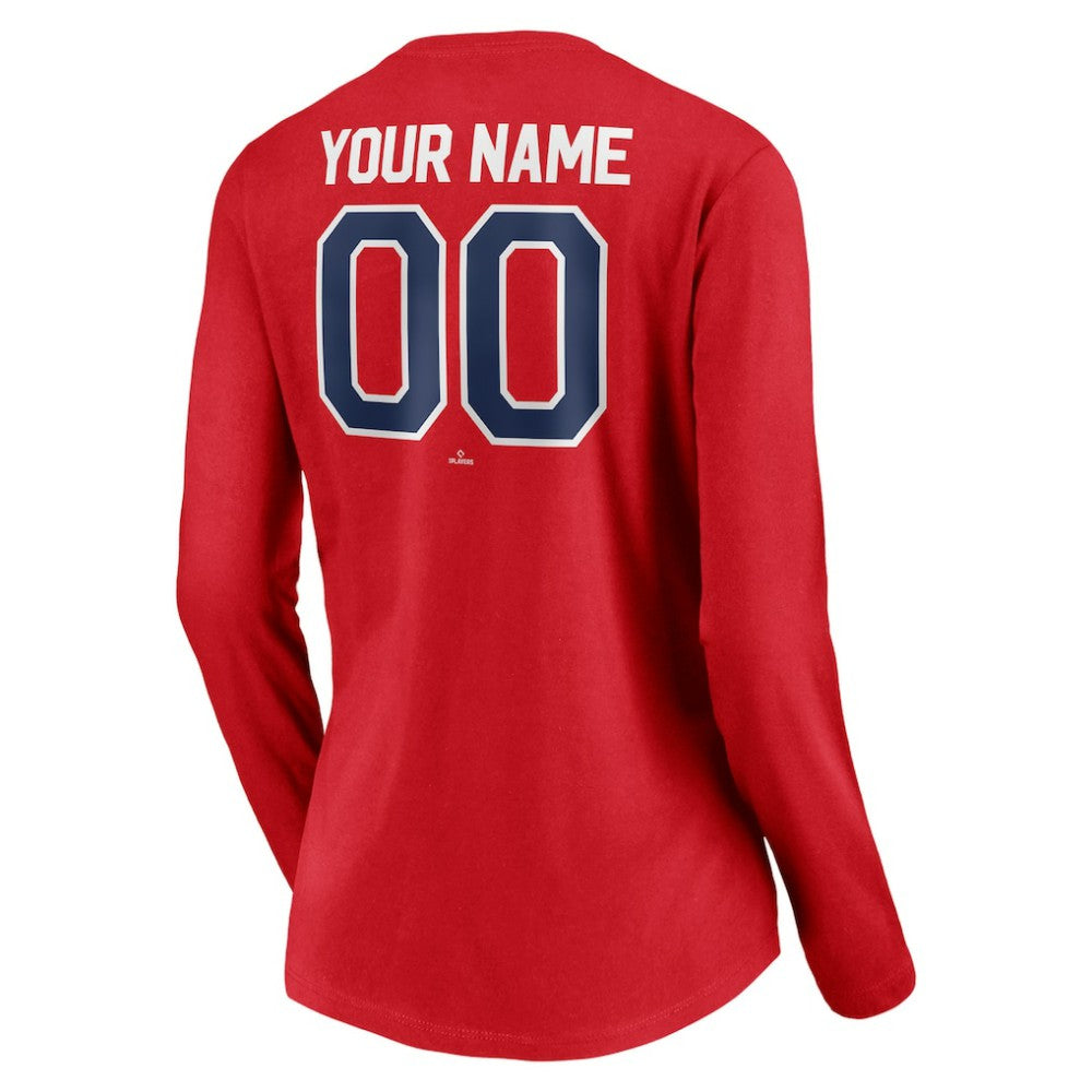 Philadelphia Phillies Women's Personalized Winning Streak Name & Number Long Sleeve V-Neck T-Shirt - Red T-shirts