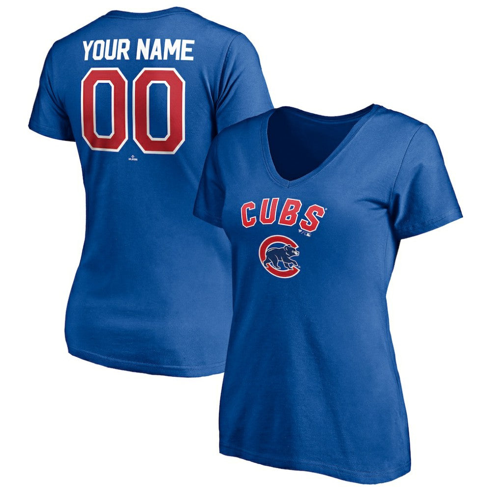 Chicago Cubs Women's Personalized Winning Streak Name & Number V-Neck T-Shirt - Royal T-shirts