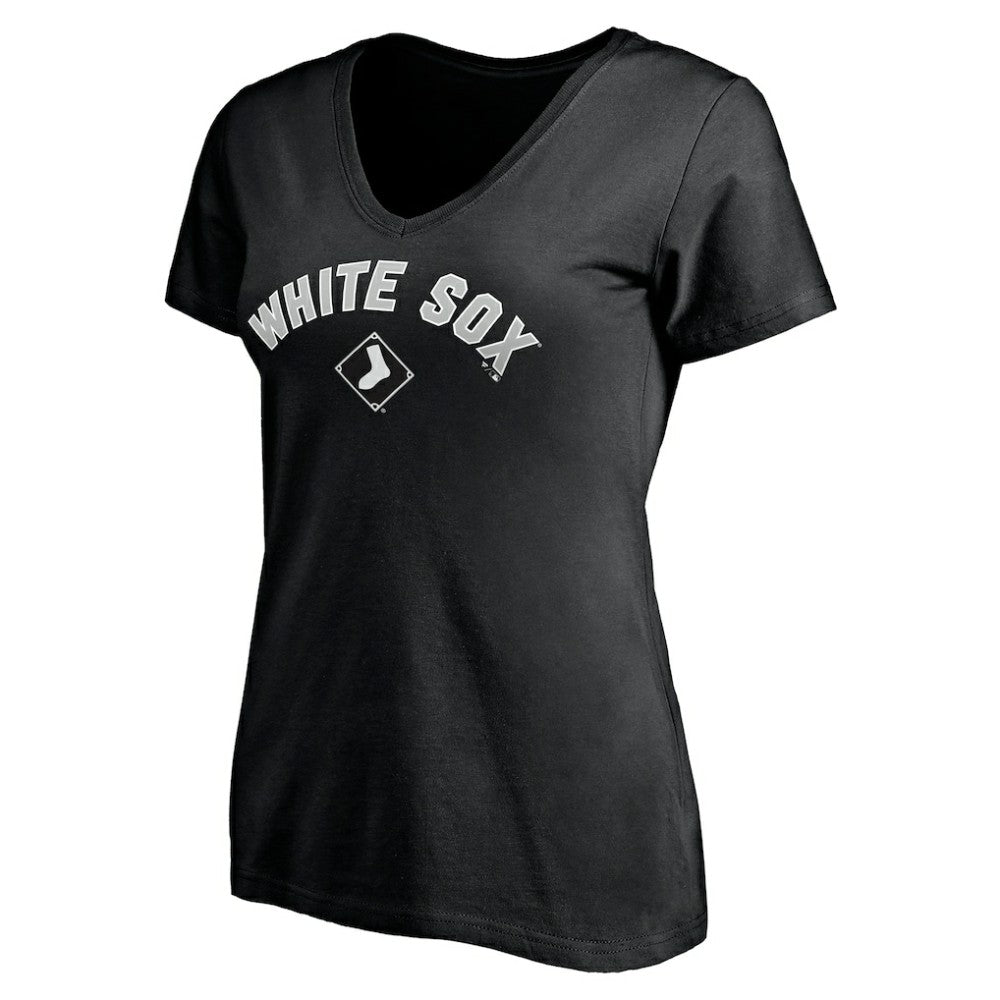 Chicago White Sox Women's Personalized Winning Streak Name & Number V-Neck T-Shirt - Black T-shirts