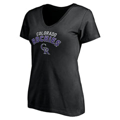 Colorado Rockies Women's Personalized Winning Streak Name & Number V-Neck T-Shirt - Black T-shirts