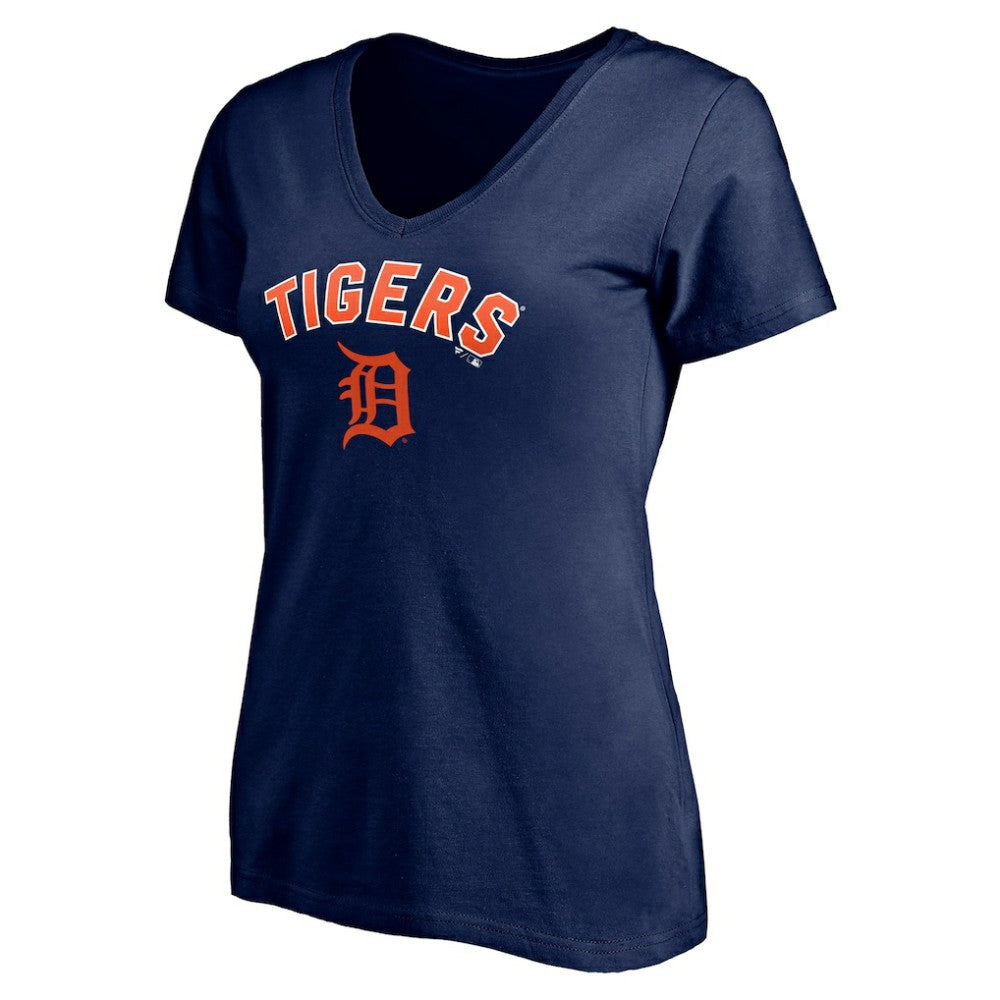Detroit Tigers Women's Personalized Winning Streak Name & Number V-Neck T-Shirt - Navy T-shirts