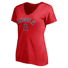 Los Angeles Angels Women's Personalized Winning Streak Name & Number V-Neck T-Shirt - Red T-shirts