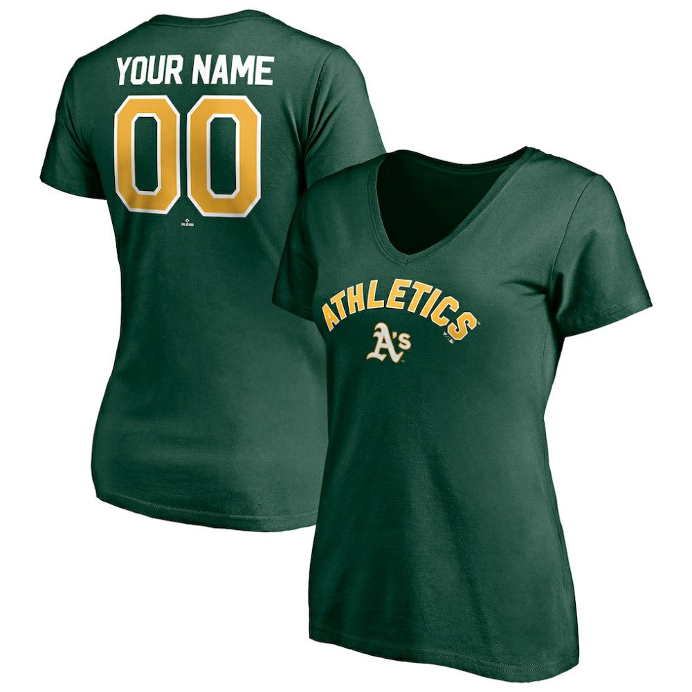 Athletics Women's Personalized Winning Streak Name & Number V-Neck T-Shirt - Green T-shirts