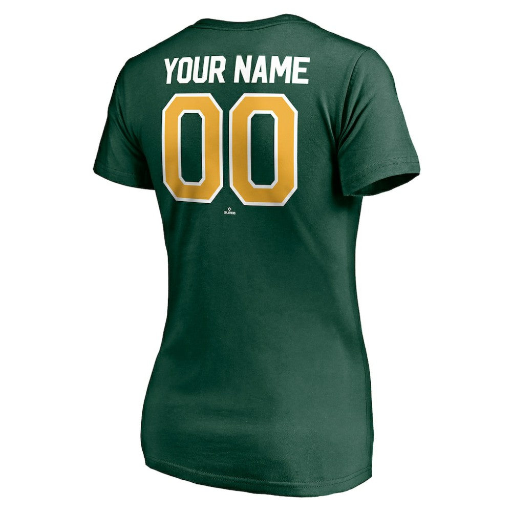 Athletics Women's Personalized Winning Streak Name & Number V-Neck T-Shirt - Green T-shirts