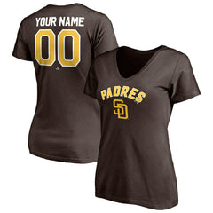 San Diego Padres Women's Personalized Winning Streak Name & Number V-Neck T-Shirt - Brown T-shirts