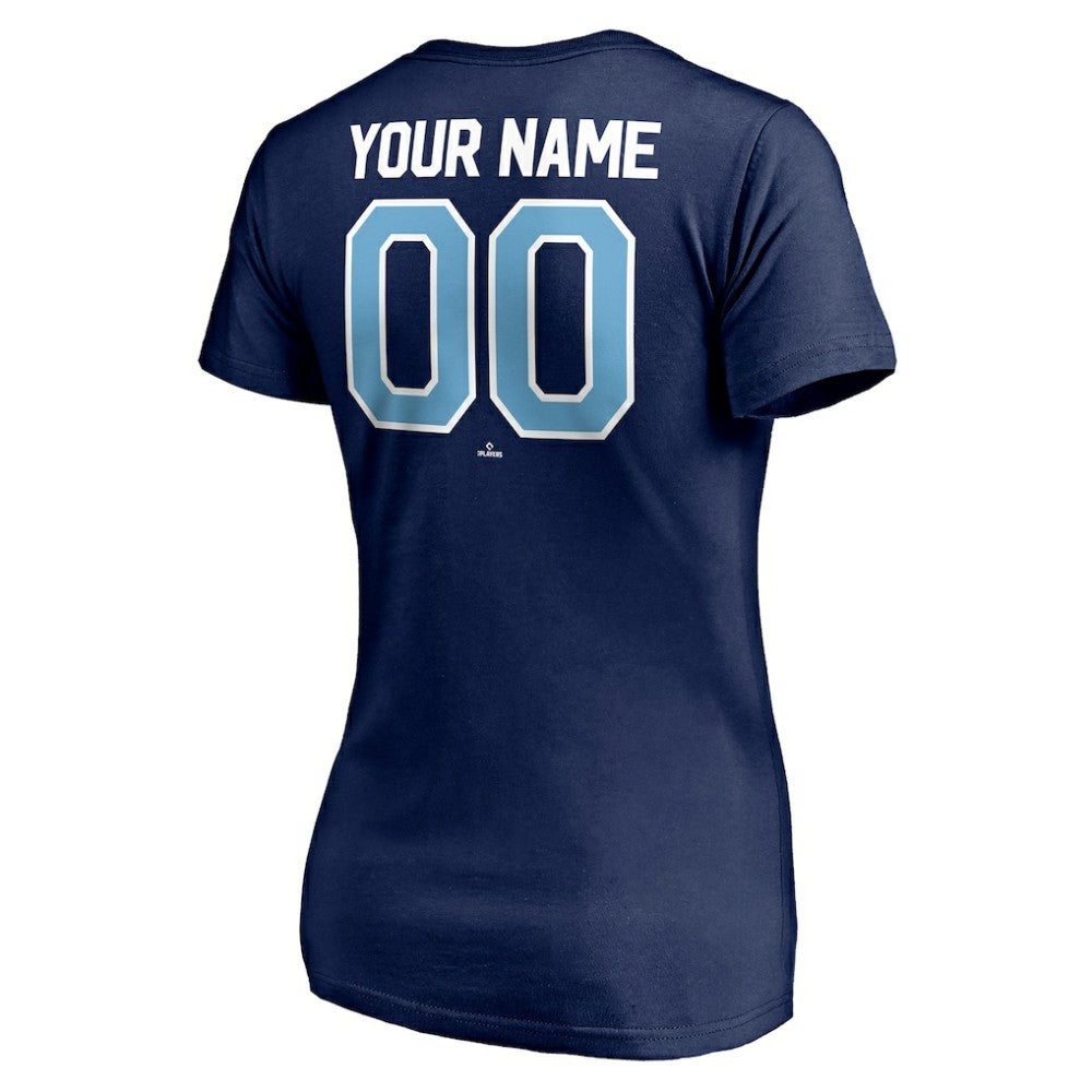 Tampa Bay Rays Women's Personalized Winning Streak Name & Number V-Neck T-Shirt - Navy T-shirts