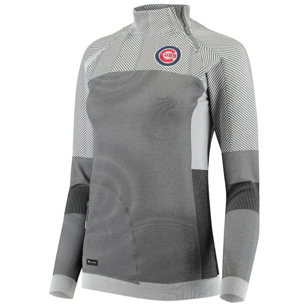 Chicago Cubs Levelwear Women's Verse Asymmetrical Raglan Tri-Blend Quarter-Zip Jacket - Gray Jackets