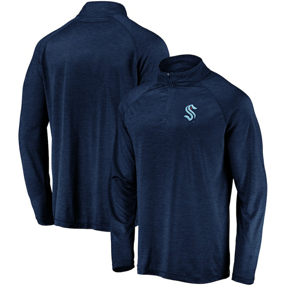NHL Seattle Kraken Fanatics Primary Logo Quarter-Zip Pullover Fleece Jacket - Navy