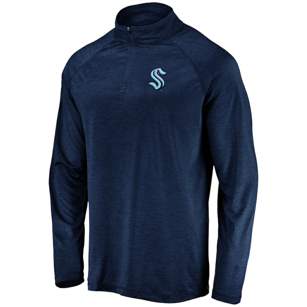 NHL Seattle Kraken Fanatics Primary Logo Quarter-Zip Pullover Fleece Jacket - Navy