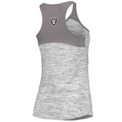 Las Vegas Raiders New Era Women's Space Dye Racerback Scoop Neck Tank Top Silver/Black