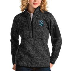 NHL Seattle Kraken Antigua Women's Fortune Half-Zip Sweatshirt - Heather Black