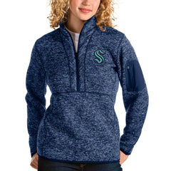 NHL Seattle Kraken Antigua Women's Fortune Half-Zip Sweatshirt - Heather Navy