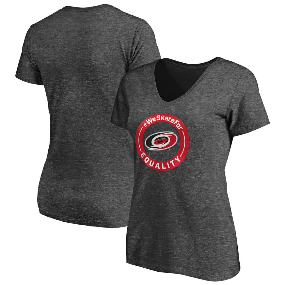 NHL Carolina Hurricanes Women's #WeSkateFor V-Neck T-Shirt - Heather Gray