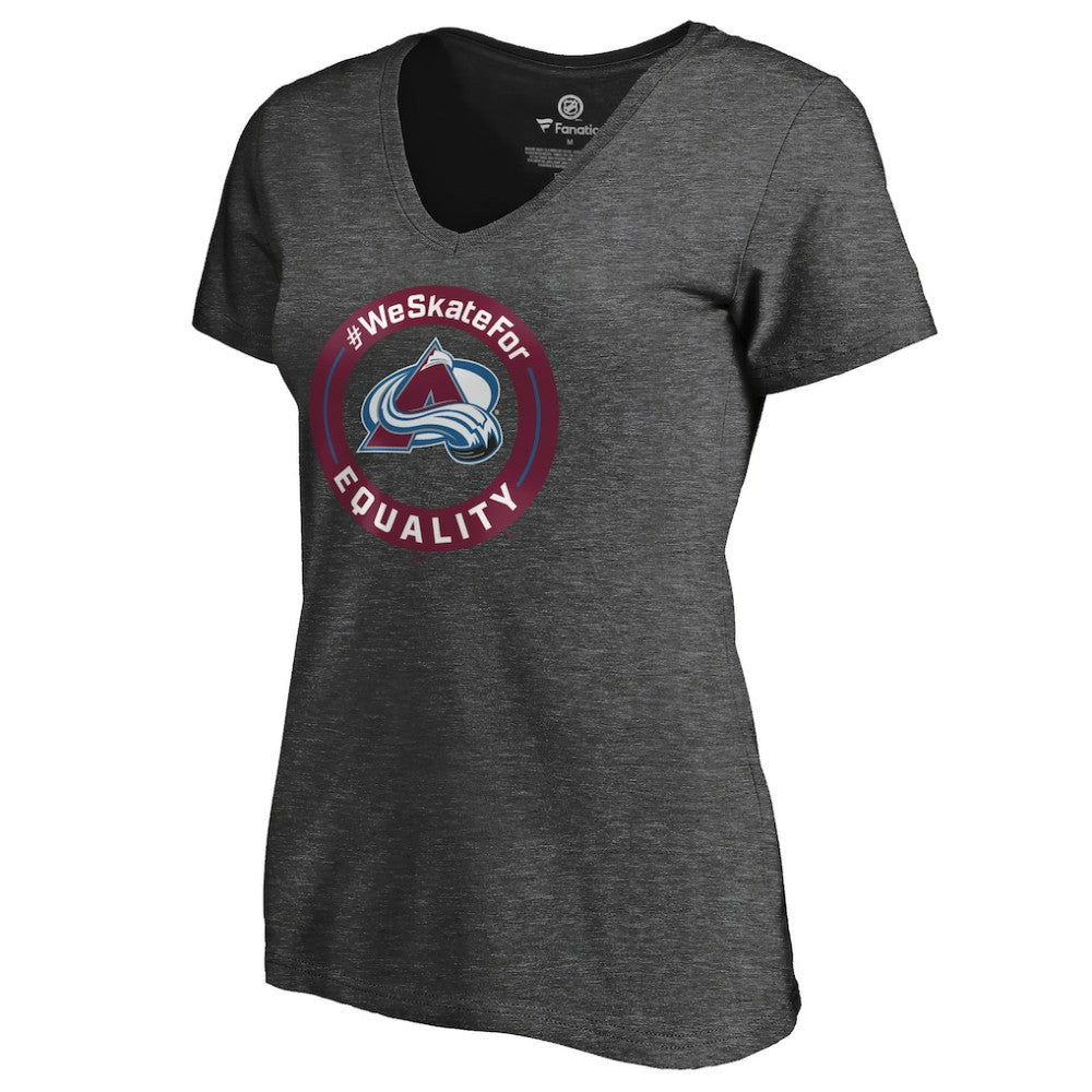 NHL Colorado Avalanche Women's #WeSkateFor V-Neck T-Shirt - Heather Gray