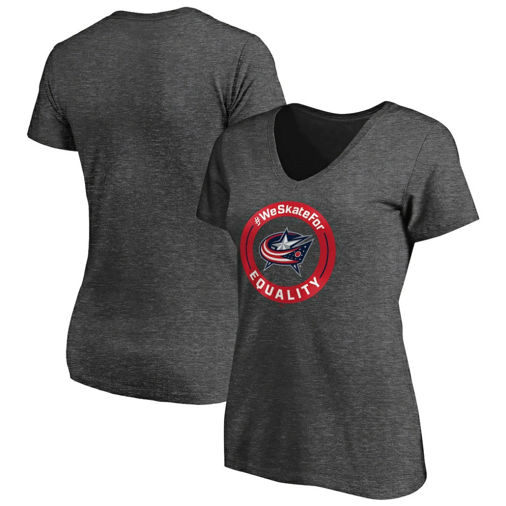 NHL Columbus Blue Jackets Women's #WeSkateFor V-Neck T-Shirt - Heather Gray