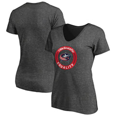 NHL Columbus Blue Jackets Women's #WeSkateFor V-Neck T-Shirt - Heather Gray